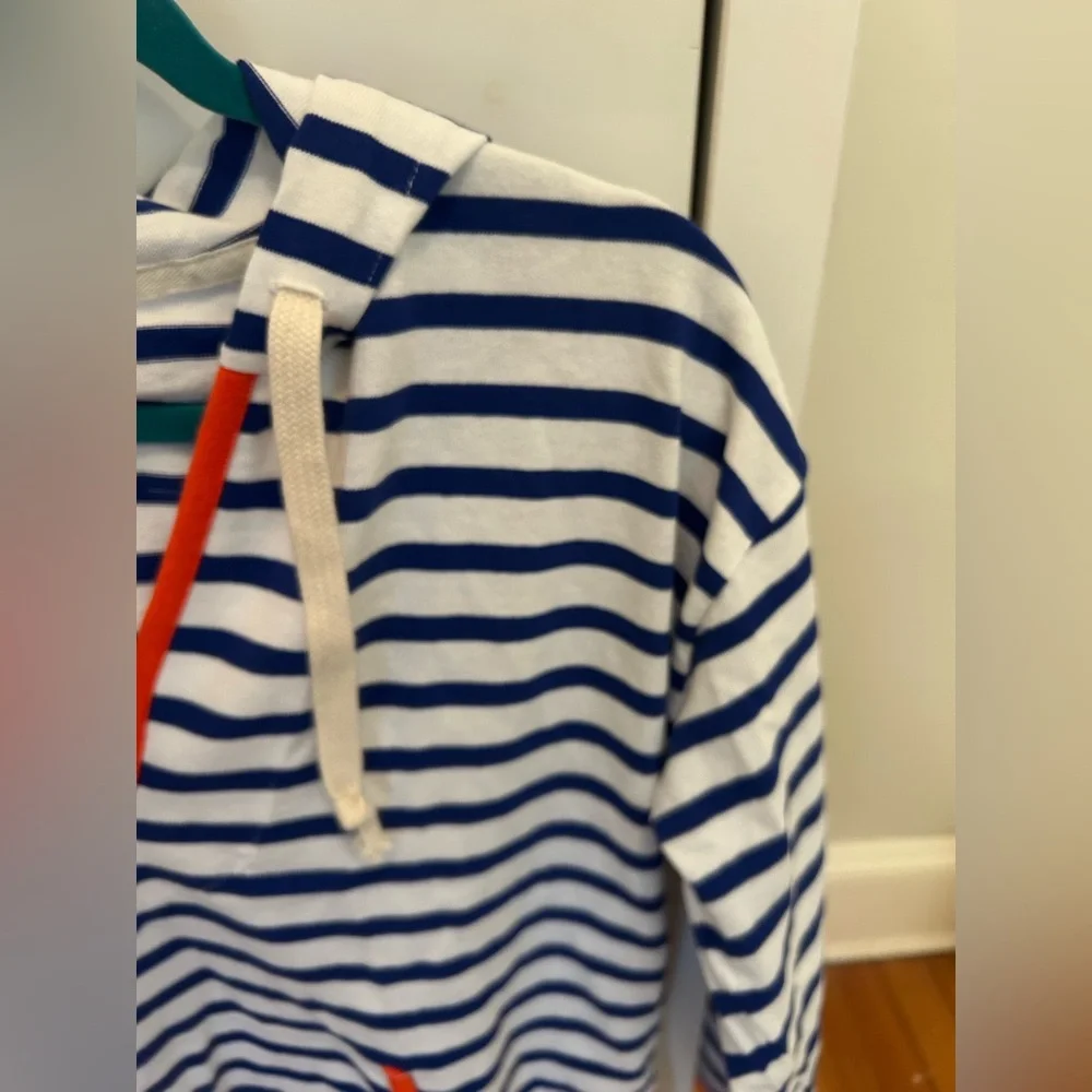 J. Crew women’s medium Tipped V-neck hoodie in striped Mariner cloth NWT - Picture 5 of 9